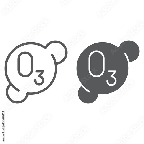 Ozonation line and glyph icon, formula and ozone, molecule sign, vector graphics, a linear pattern on a white background. photo
