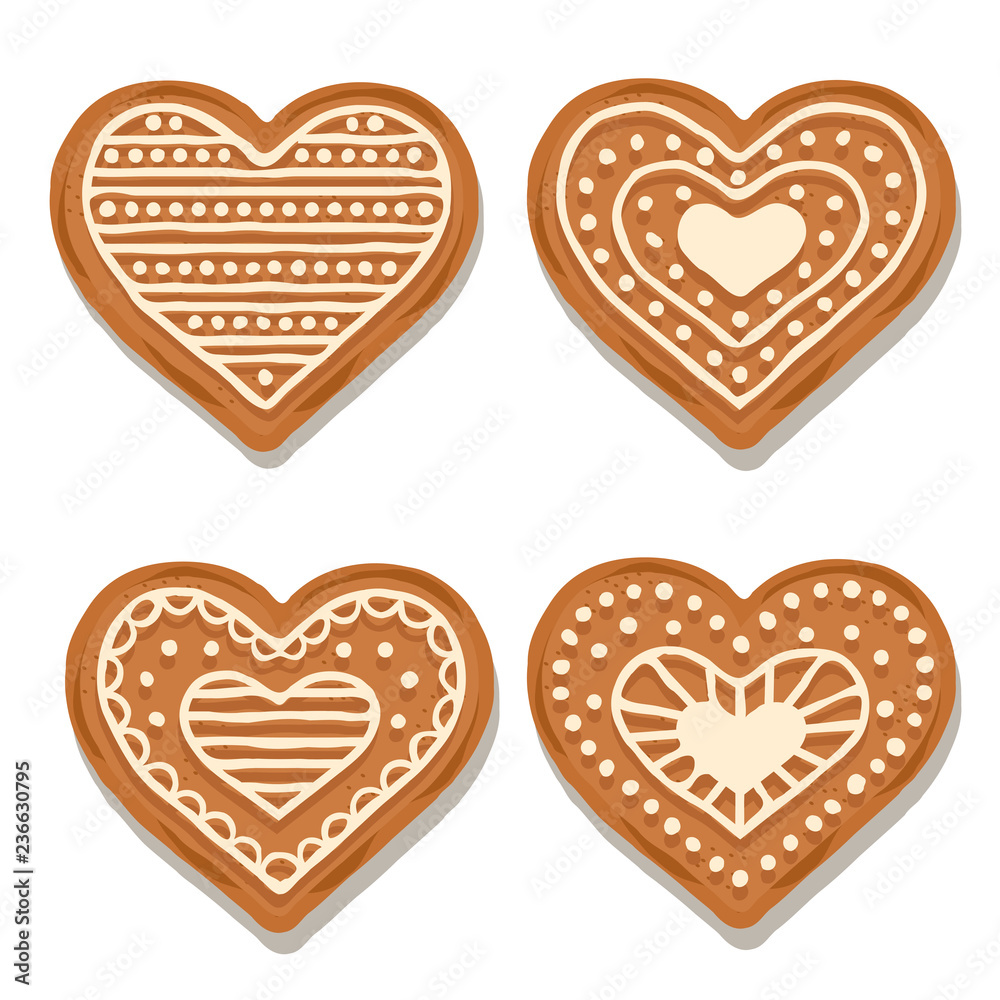 Realistic gigngerbread heart collection Realistic gigngerbread heart collection