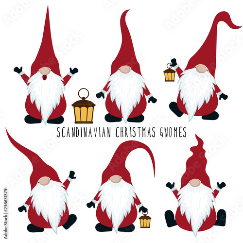 Christmas gnomes collection isolated on white background
