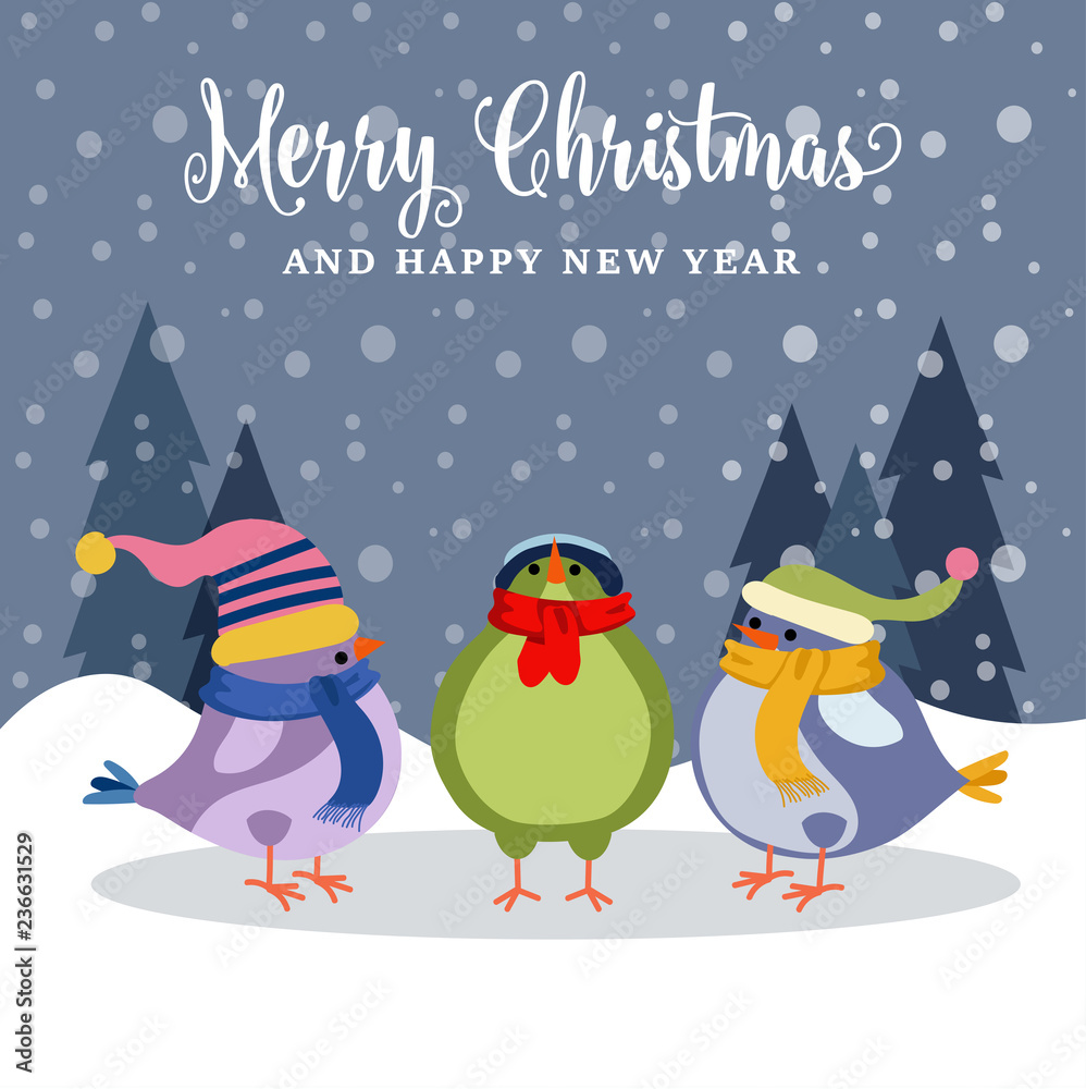 Besutiful Christmas card with birds