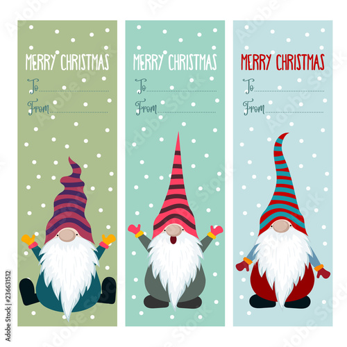 Christmas labels collection with gnomes photo