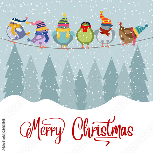 Christmas card with birds