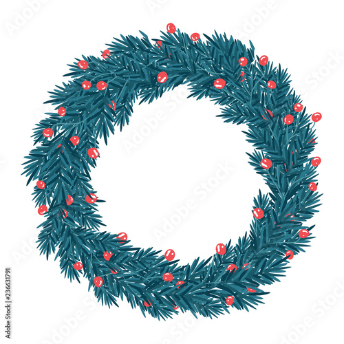 Christmas wreath isolated on white background