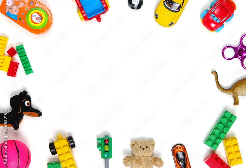 Fototapeta premium children toys on white background.