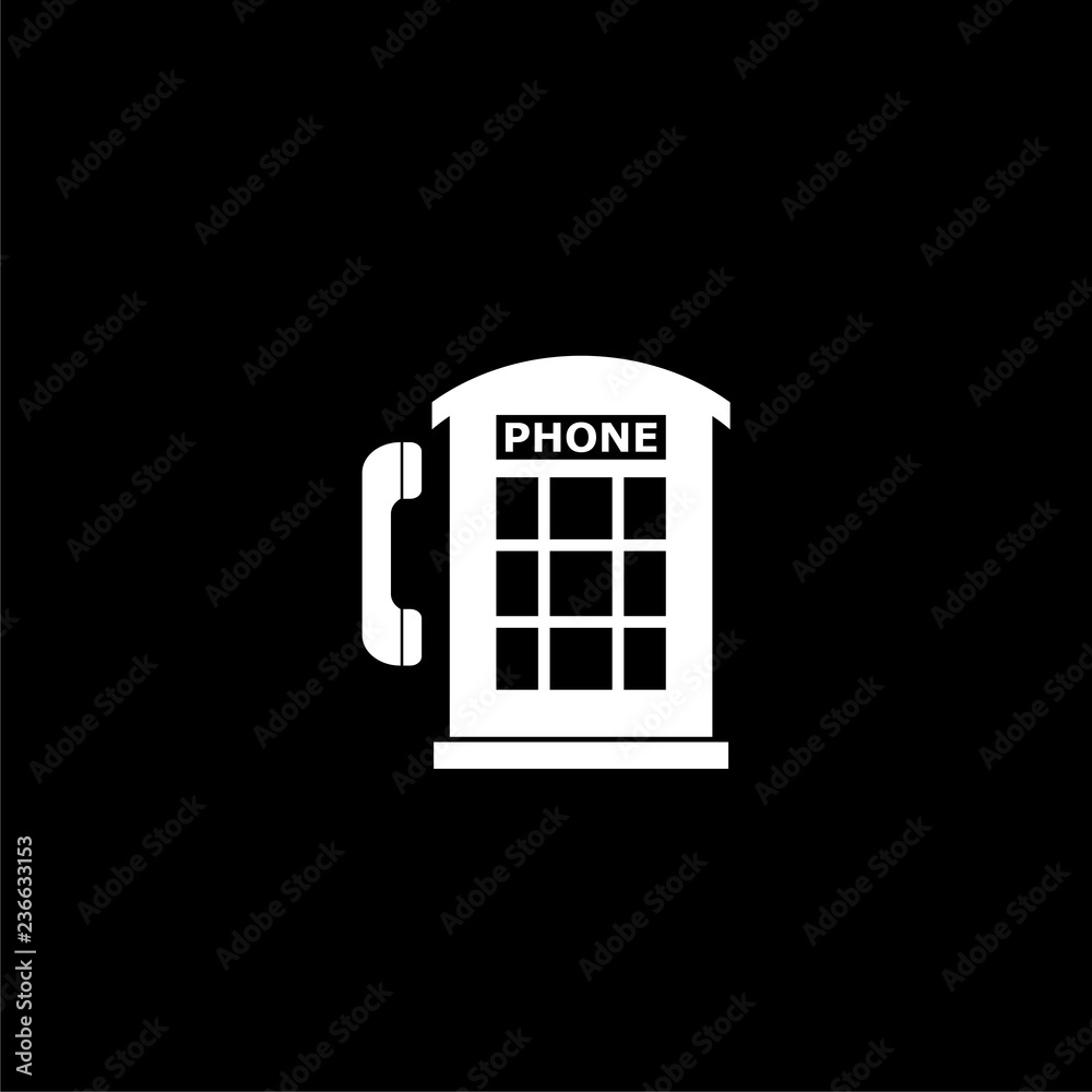 British Telephone Booth Isolated icon or logo on dark background British Telephone Booth Isolated icon or logo on dark background