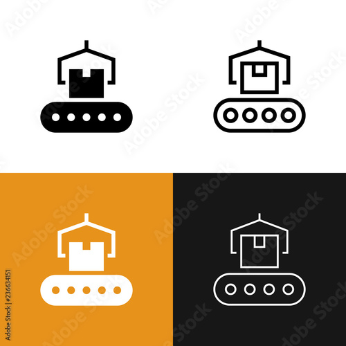 Automated Belt Conveyor Icon Set