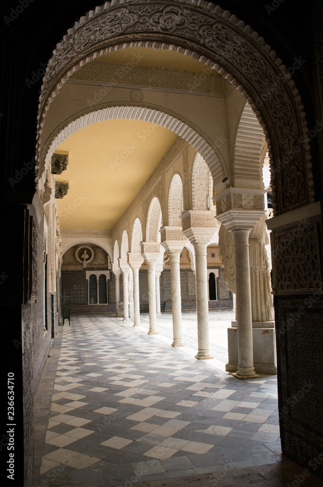 Historic buildings and monuments of Seville, Spain. the Palace of the Alcazar