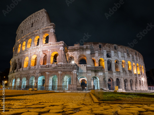 the rome coliseum at night