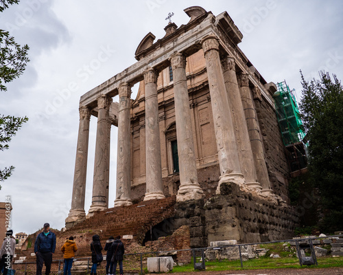 Temple of Antoninus and Faustina in the Roman forum of Rome