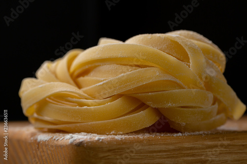 Pasta close-up on wooden table