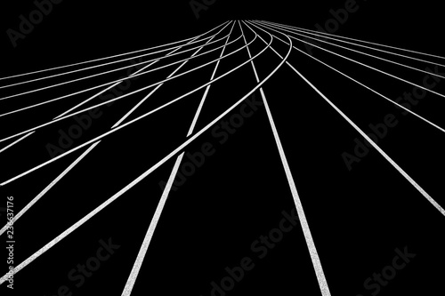 Athletic race track in white and black
