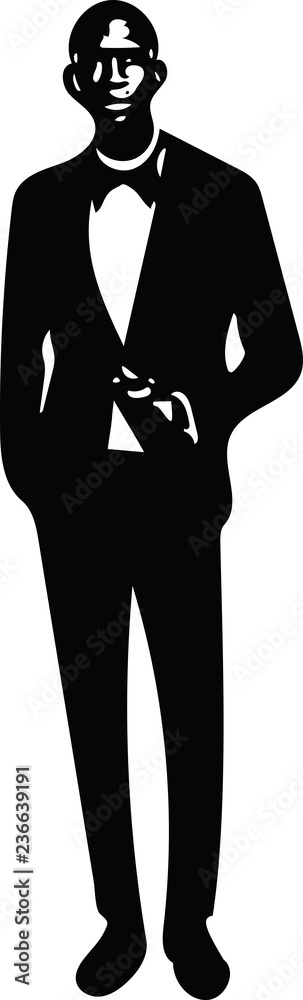 Drawing of elegant young fashion man in tuxedo posing Drawing of elegant young fashion man in tuxedo posing