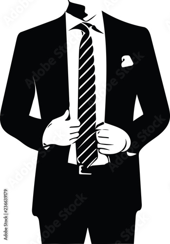 Drawing of elegant young fashion man in tuxedo posing