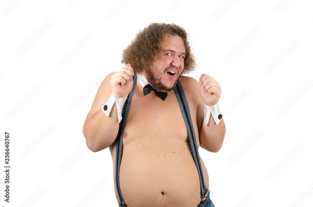 Funny sexy bodybuilder. Fat man. Stock Photo | Adobe Stock