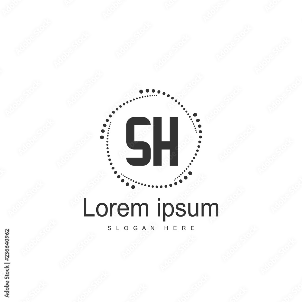 Initial letter SH Logo template design. minimal letter logo