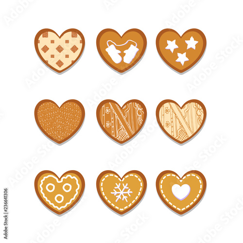 set of ginger cookies in the shape of heart