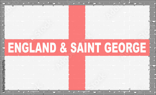 Grey Wall With Flag of Saint George photo