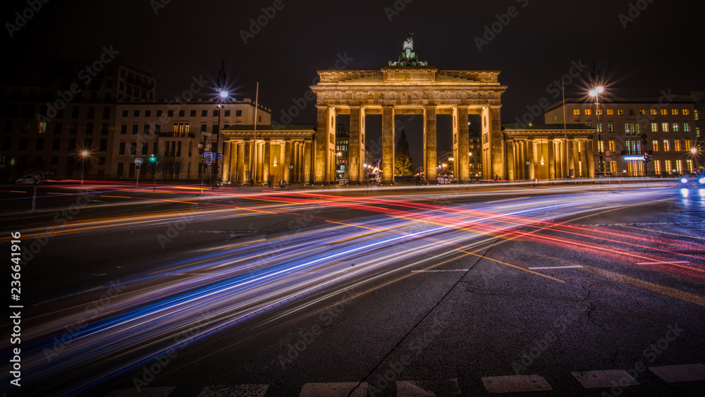 Night view of Brandenburg Gate in Berlin Germany (HDR)