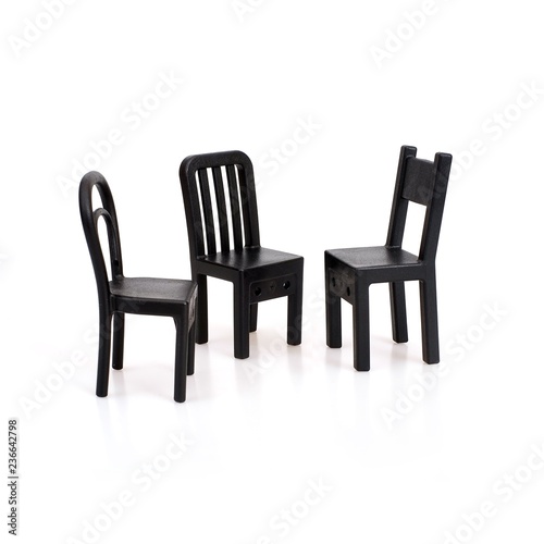 Black chairs isolated on white background