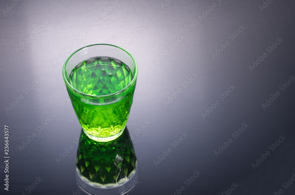 Herbal drink green. Herbal drink in a glass.