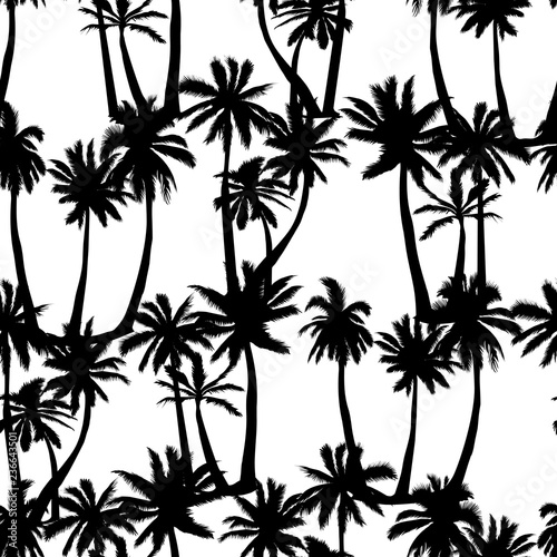 Palm tree pattern. Seamless hand drawn textures on exotic trendy background.