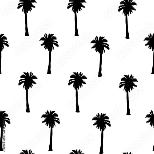 Palm tree pattern. Seamless hand drawn textures on exotic trendy background.