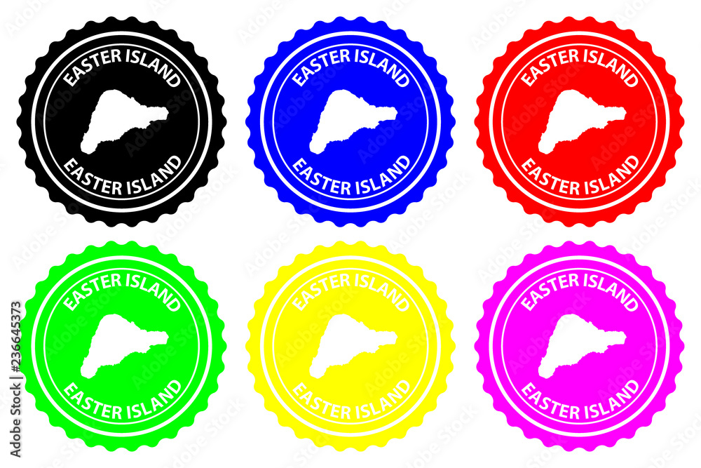Easter Island - rubber stamp - vector, Rapa Nui map pattern - sticker - black, blue, green, yellow, purple and red Easter Island - rubber stamp - vector, Rapa Nui map pattern - sticker - black, blue, green, yellow, purple and red