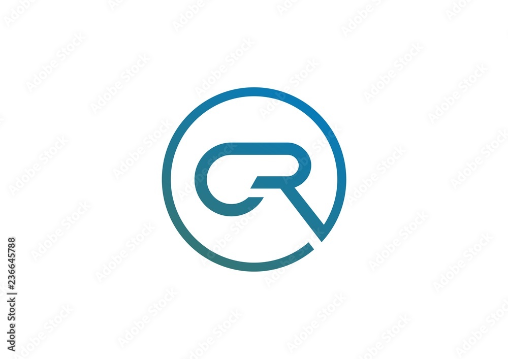 Initial letter CR logo concept in rounded shape Initial letter CR logo concept in rounded shape