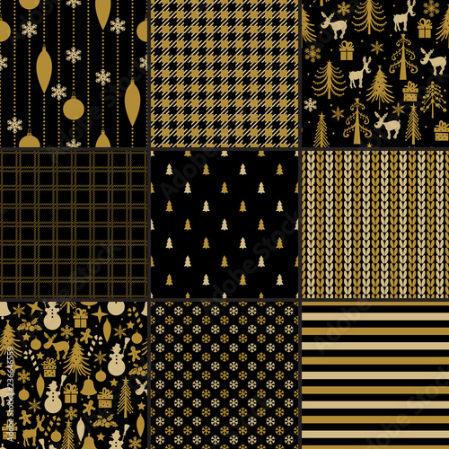 Christmas seamless pattern set