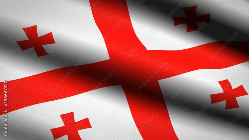 Georgia Flag Waving Textile Textured Background. Seamless Loop Animation. Full Screen. Slow motion. 4K Video Footage