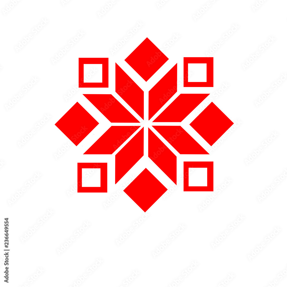 Red the ethnic element of the Slavic pattern on a white background Red the ethnic element of the Slavic pattern on a white background