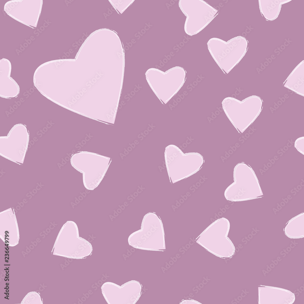 Hearts on a pink background. Seamless pattern