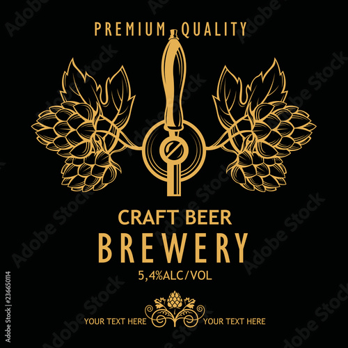 illustration of label for craft beer in retro style