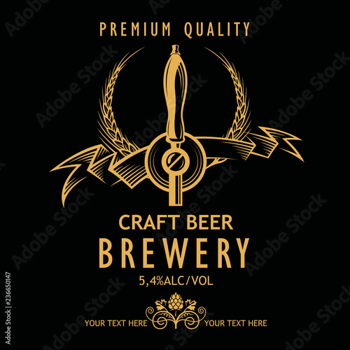 illustration of label for craft beer in retro style
