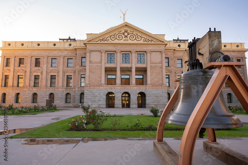 State House and Liberty Bell Front Lawn Arizona Capital Building Phoenix photo