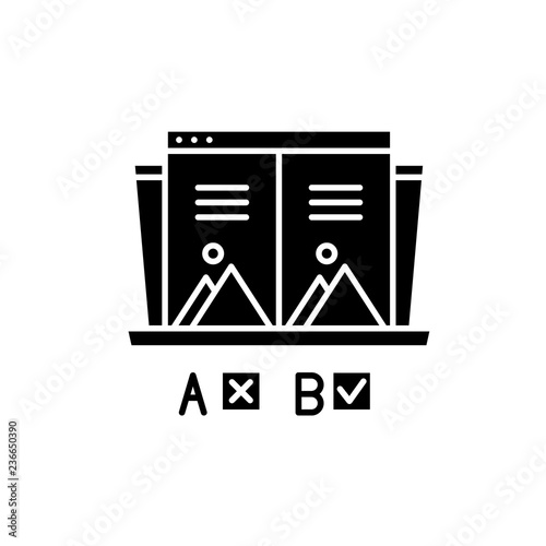 Ab test black icon, concept vector sign on isolated background. Ab test illustration, symbol