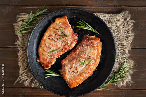 Roasted pork steaks with rosemary