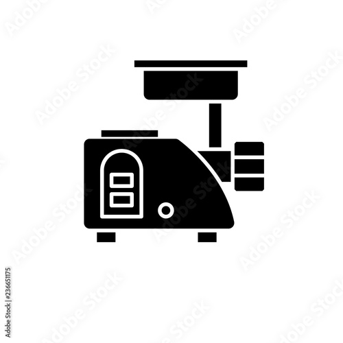 Meat grinder black icon, concept vector sign on isolated background. Meat grinder illustration, symbol