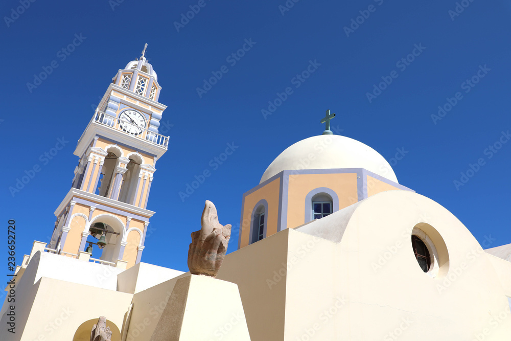 Catholic Church of Saint Stylianos in Thira on Santorini island, Cyclades, Greece.