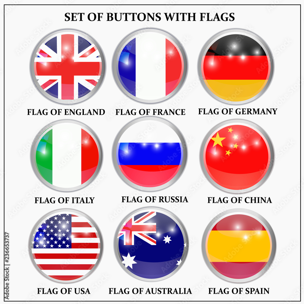 Bright set of banners with flags. Colorful illustration with flags of the world for web design. Vector illustration Bright set of banners with flags. Colorful illustration with flags of the world for web design. Vector illustration