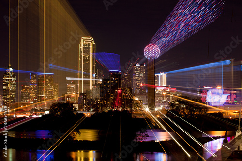 Abstract of Downtown Dallas Texas at night