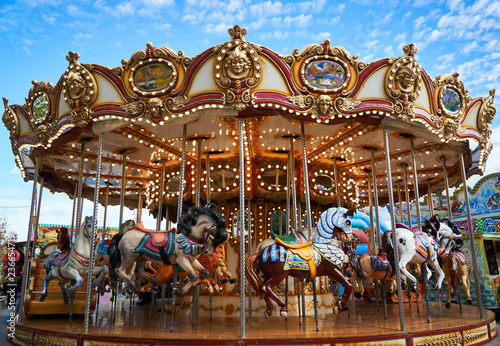 carousel details in amusement park photo