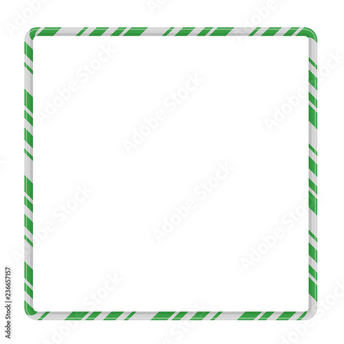 Candy Cane Frame Border Square Shape. Vector christmas design isolated on white background