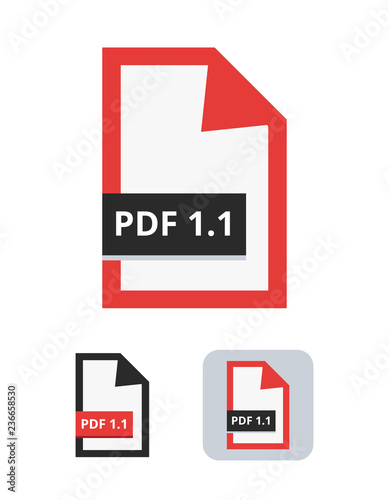 Pdf file version 1.1 flat vector icon. Second PDF format. Symbol of portable document file for web and print isolated on a white background.