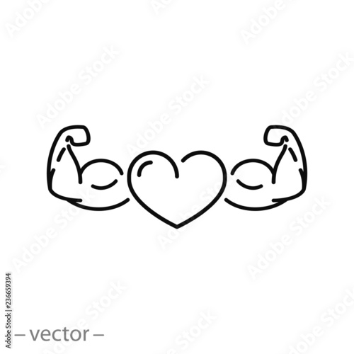 two strong arm with heart icon vector