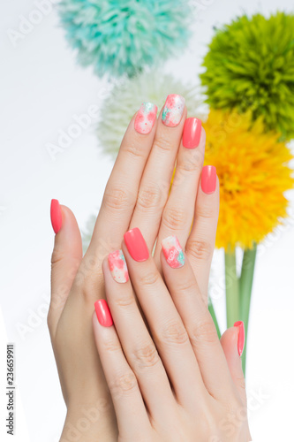 a woman's nail, designed with nail art