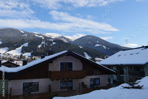 house in the mountains in winter