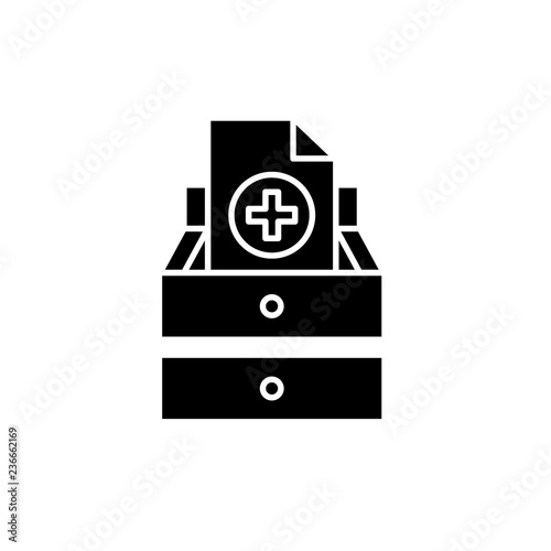 Medical tests black icon, concept vector sign on isolated background. Medical tests illustration, symbol