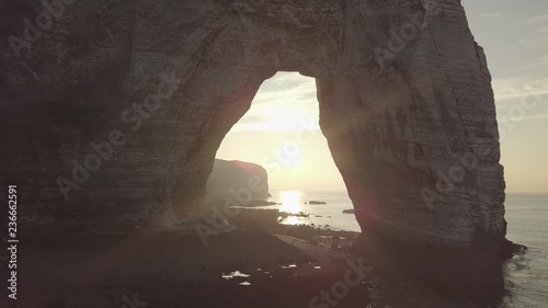 Amazing rock arch in Normandy, France, Etretat Sunset