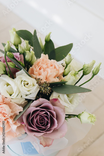 Beautiful spring bouquet with tender flowers